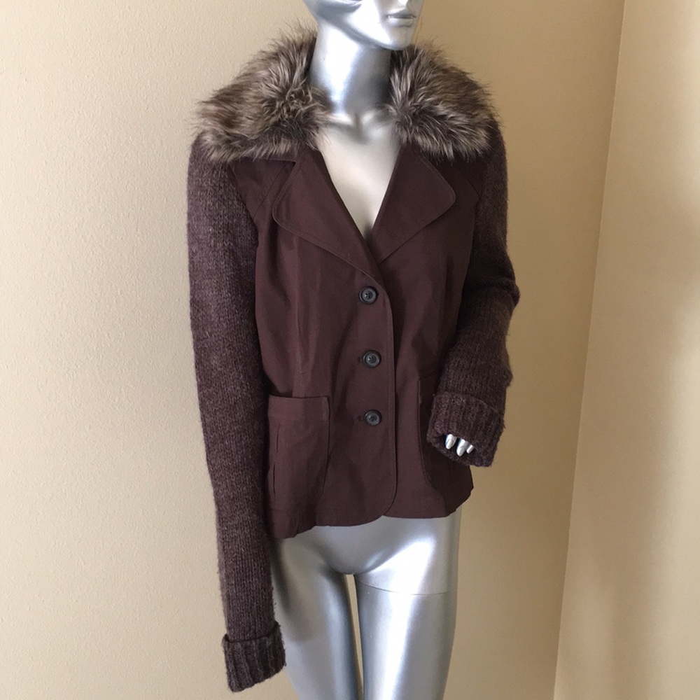 SUNDANCE | sweater jacket with faux fur coll… - Picture 6 of 11